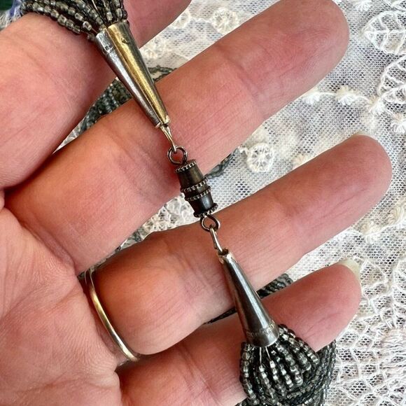 Vintage Grey Glass Seed Bead Multi-strand Necklace - Picture 5 of 7